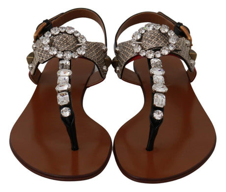 Dolce & Gabbana Elegant Strappy Sandals with Exotic Charm - Hilstor