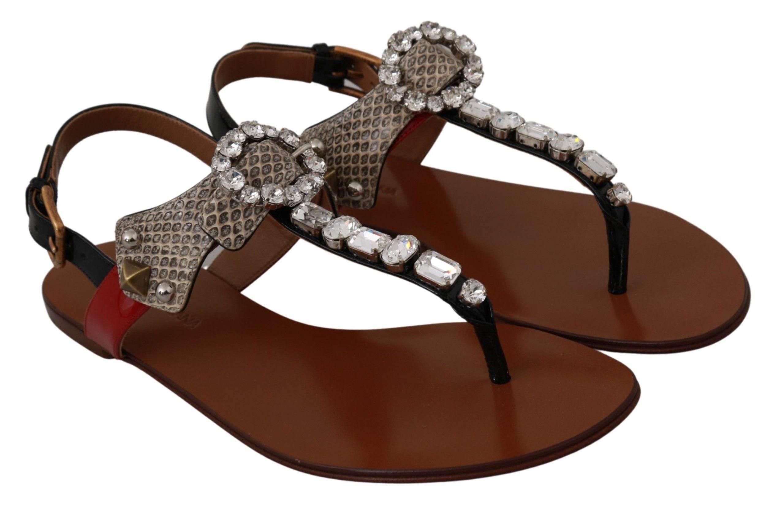 Dolce & Gabbana Elegant Strappy Sandals with Exotic Charm - Hilstor