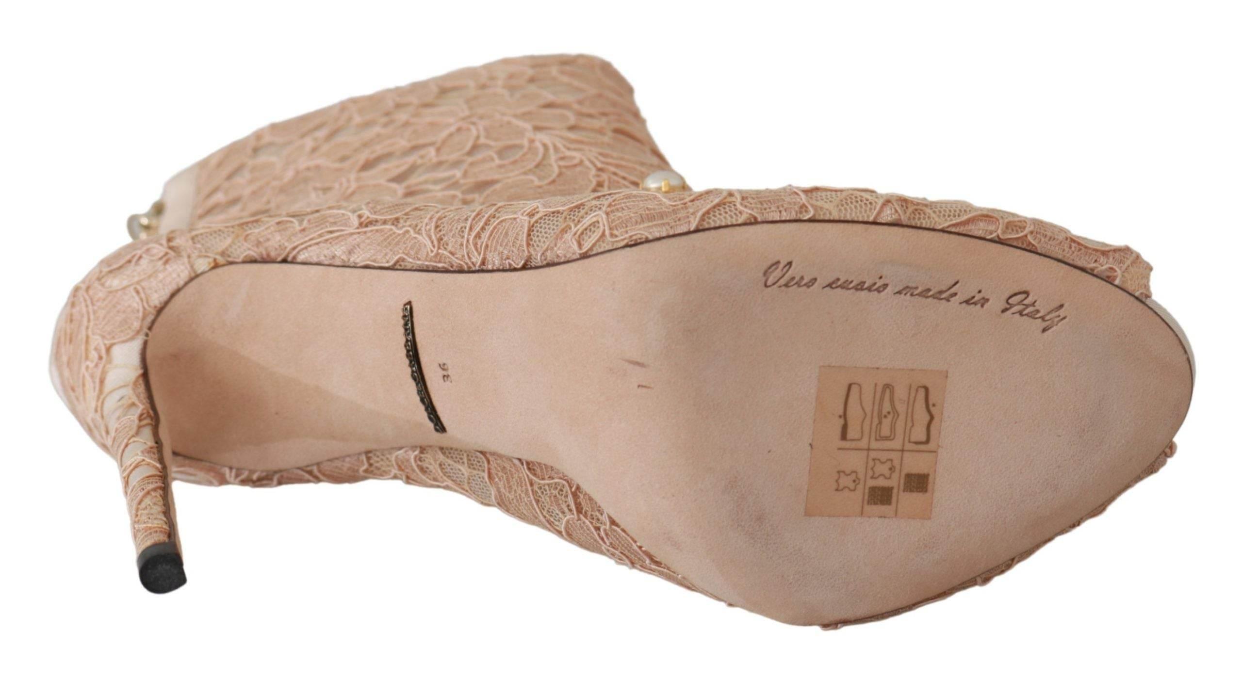Dolce & Gabbana Elegant Lace Stilettos with Crystal Accents - Hilstor