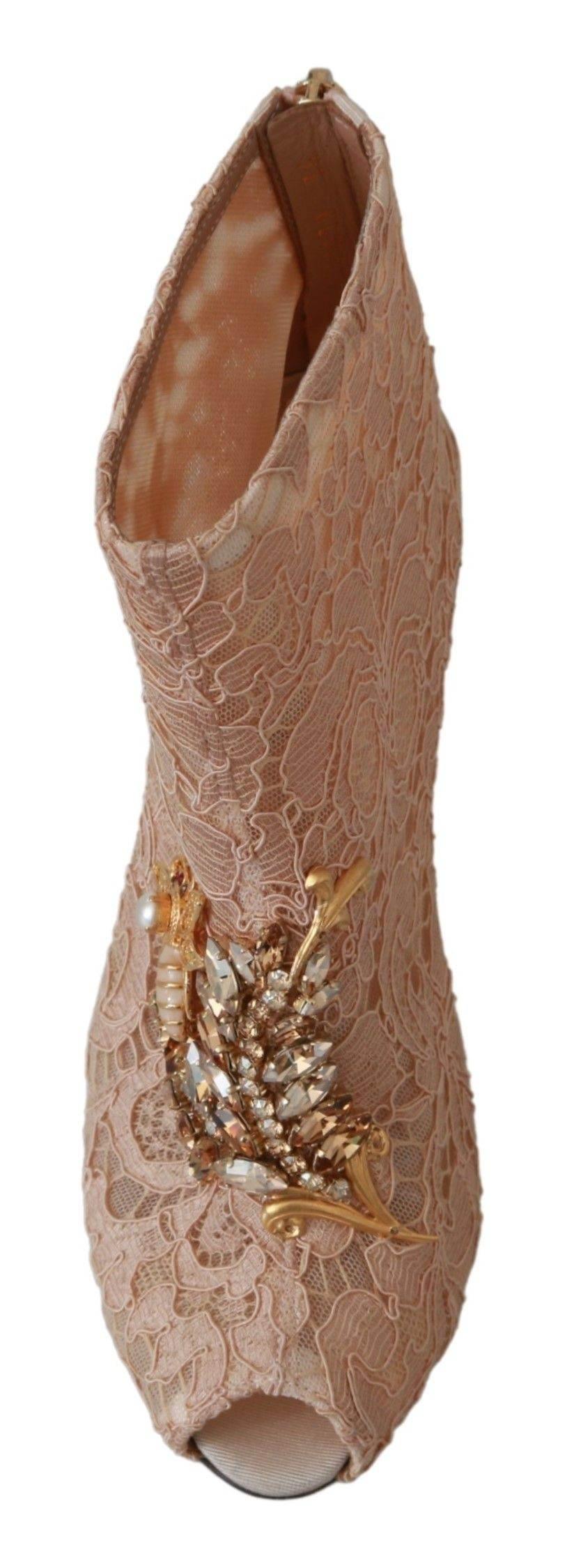 Dolce & Gabbana Elegant Lace Stilettos with Crystal Accents - Hilstor