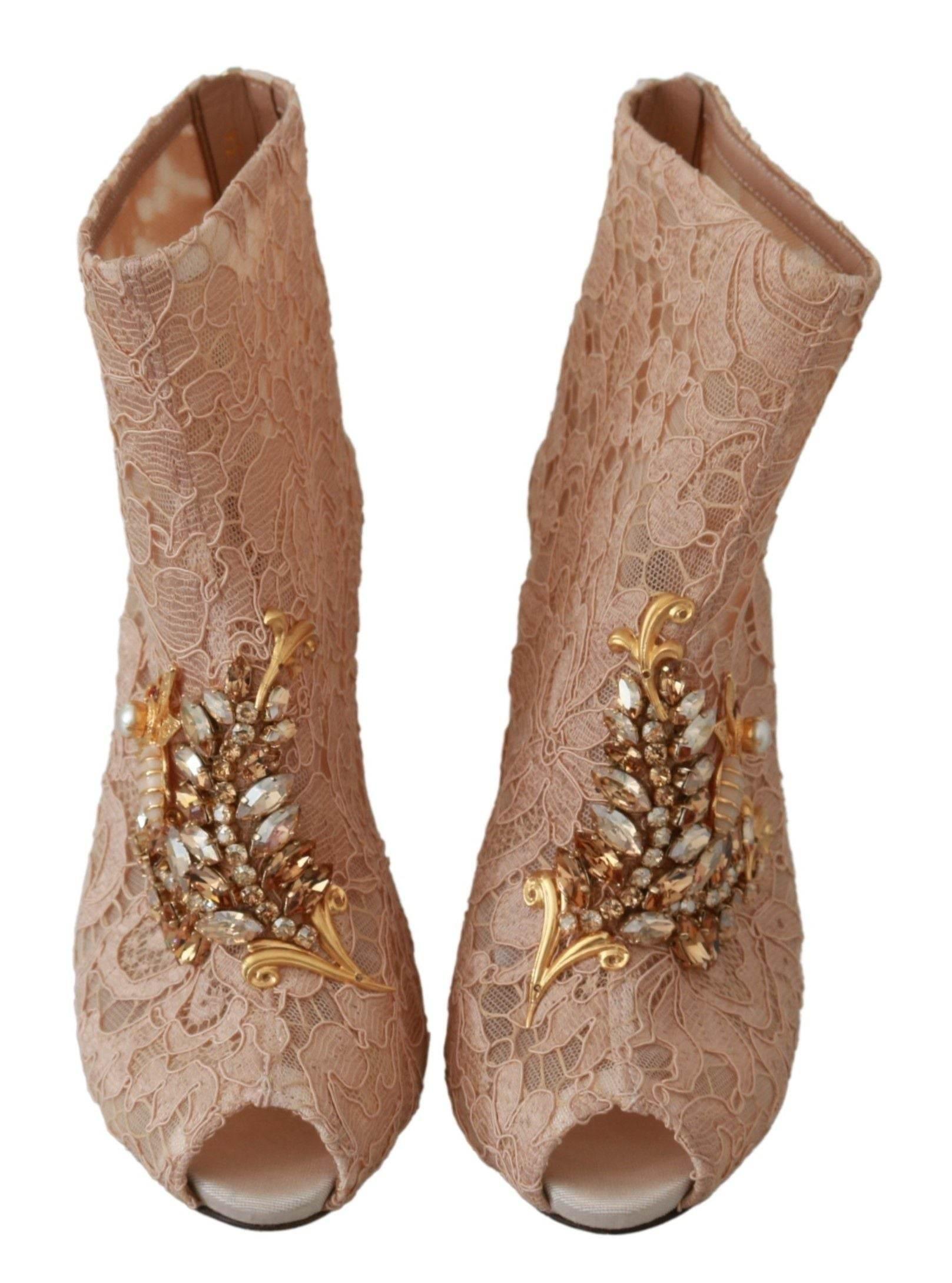 Dolce & Gabbana Elegant Lace Stilettos with Crystal Accents - Hilstor