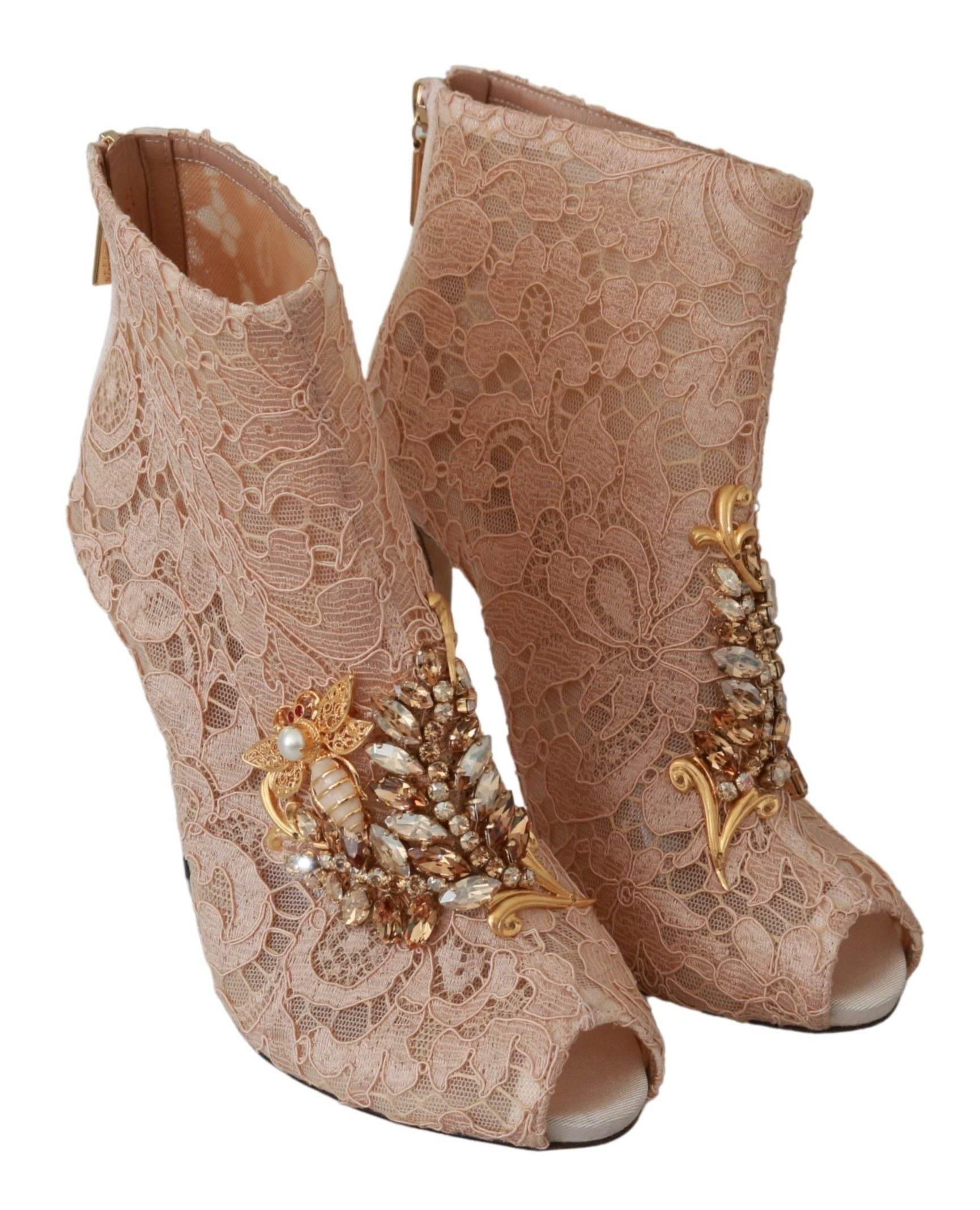 Dolce & Gabbana Elegant Lace Stilettos with Crystal Accents - Hilstor
