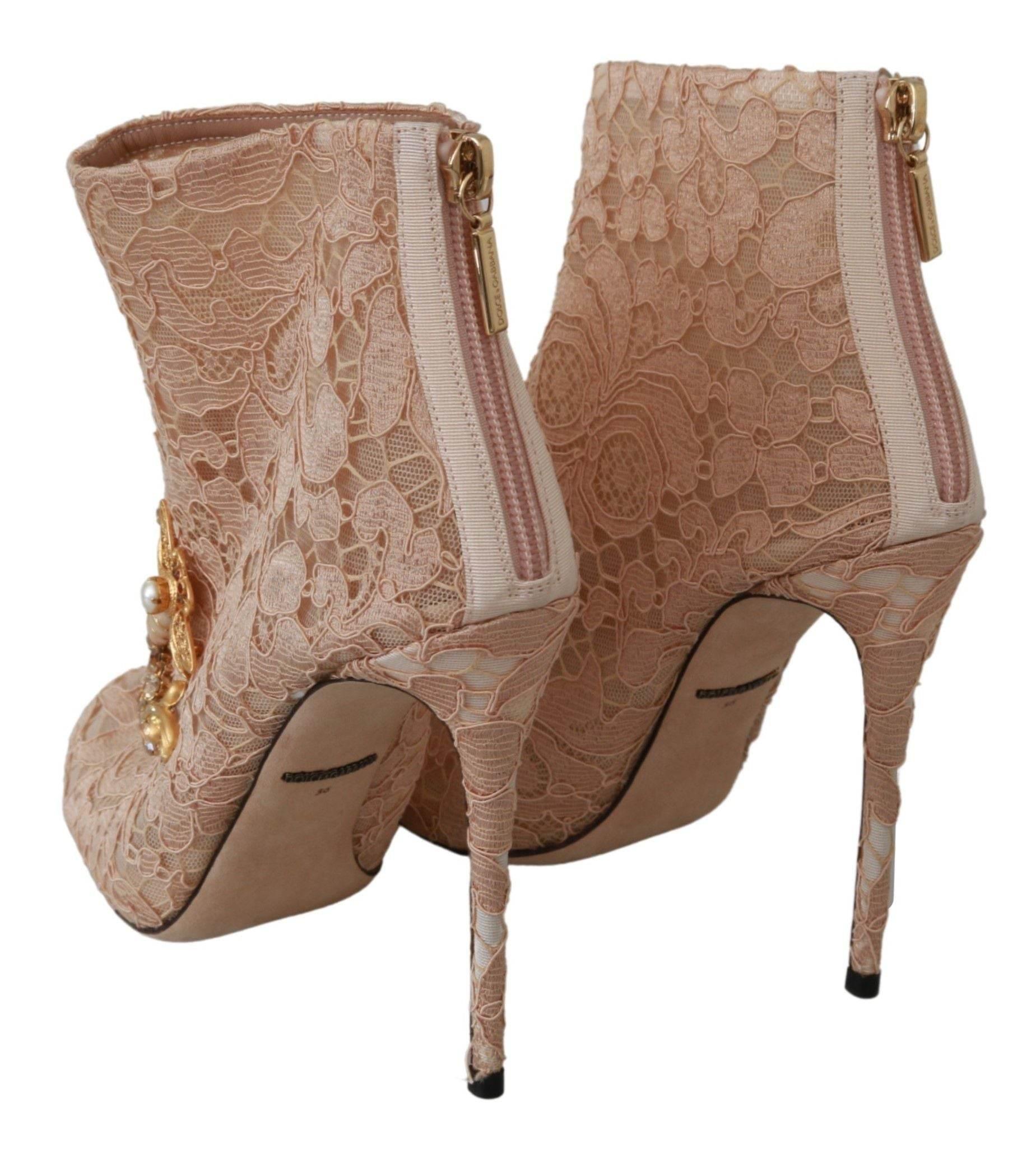 Dolce & Gabbana Elegant Lace Stilettos with Crystal Accents - Hilstor
