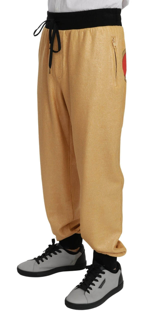 Dolce & Gabbana Gold Year Of The Pig Cotton Mens Pants - Hilstor