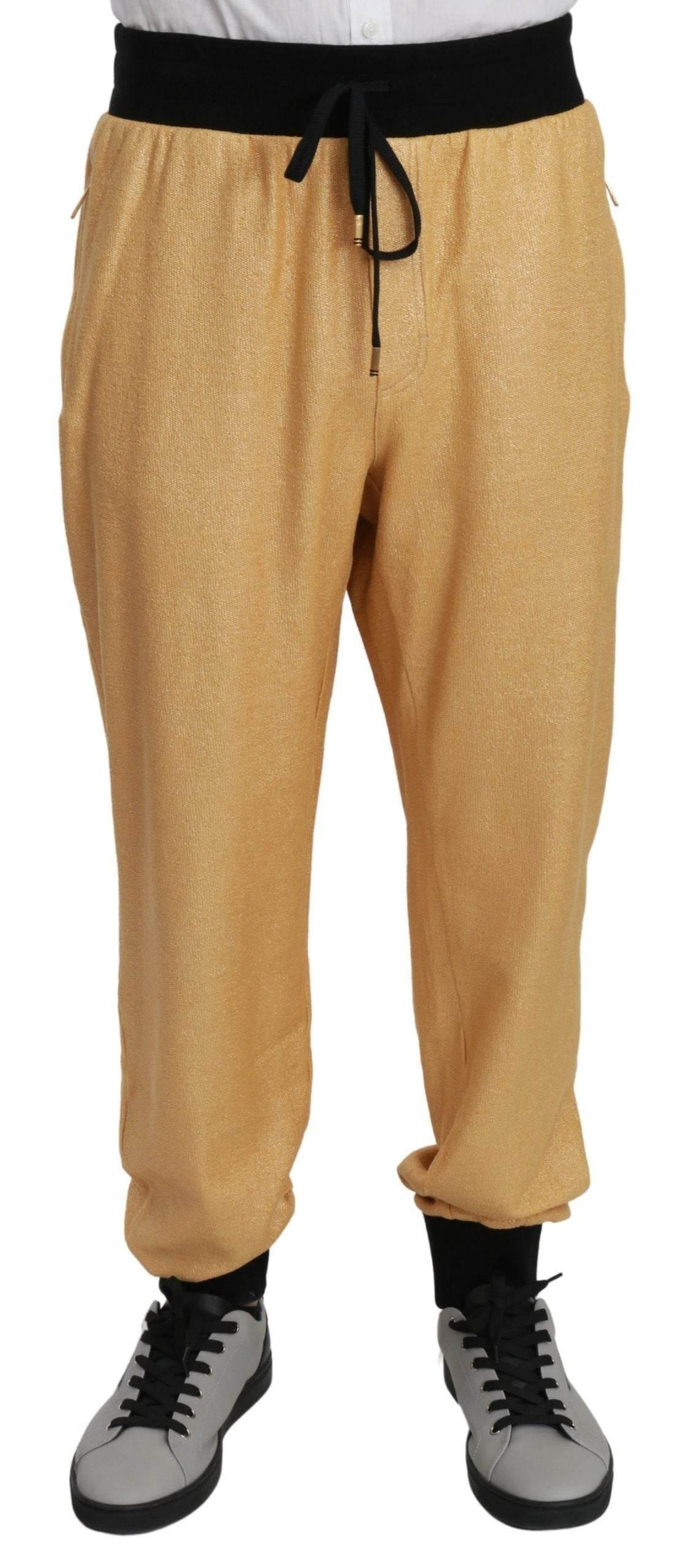 Dolce & Gabbana Gold Year Of The Pig Cotton Mens Pants - Hilstor