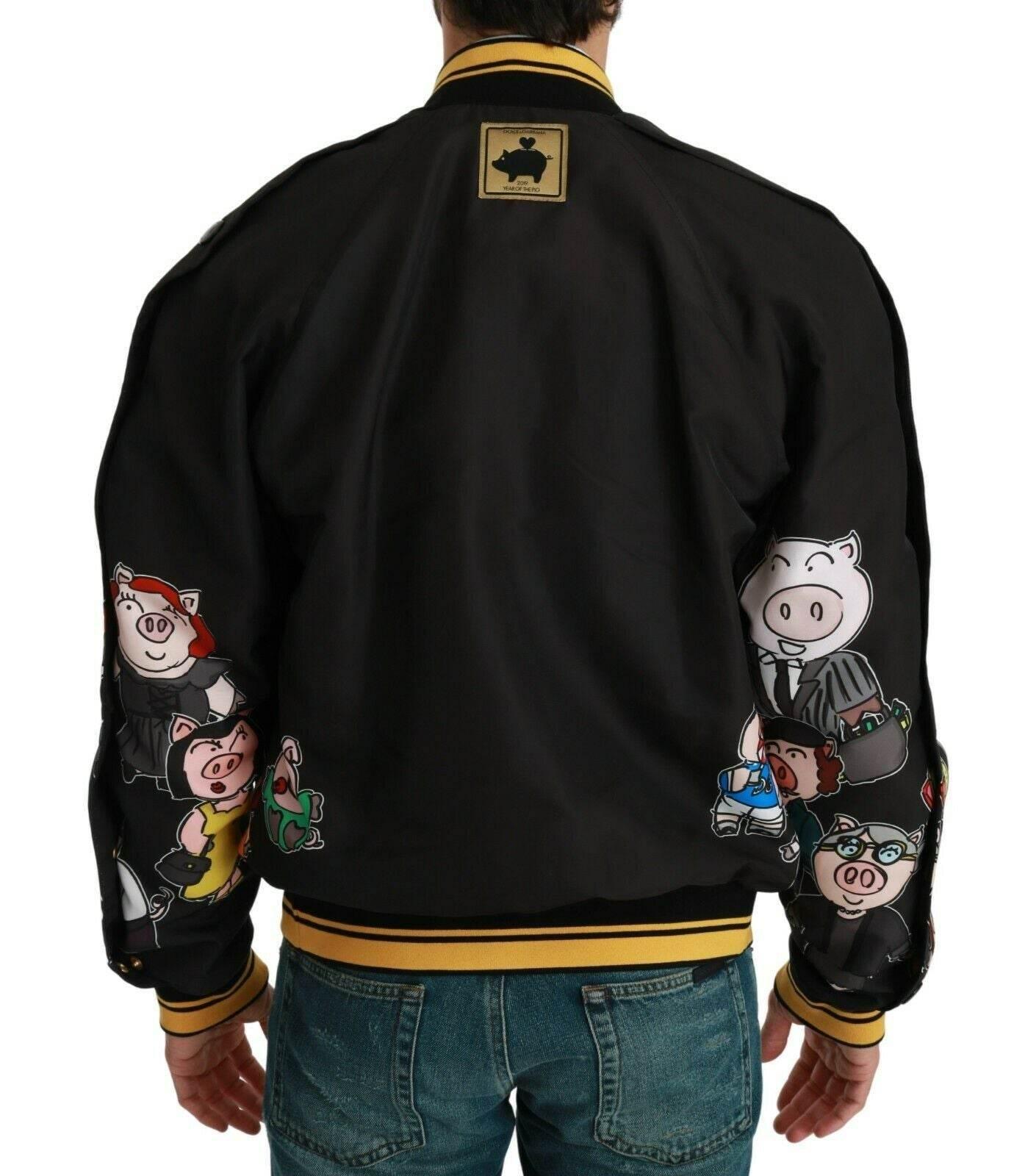 Dolce & Gabbana Black YEAR OF THE PIG Bomber Jacket - Hilstor