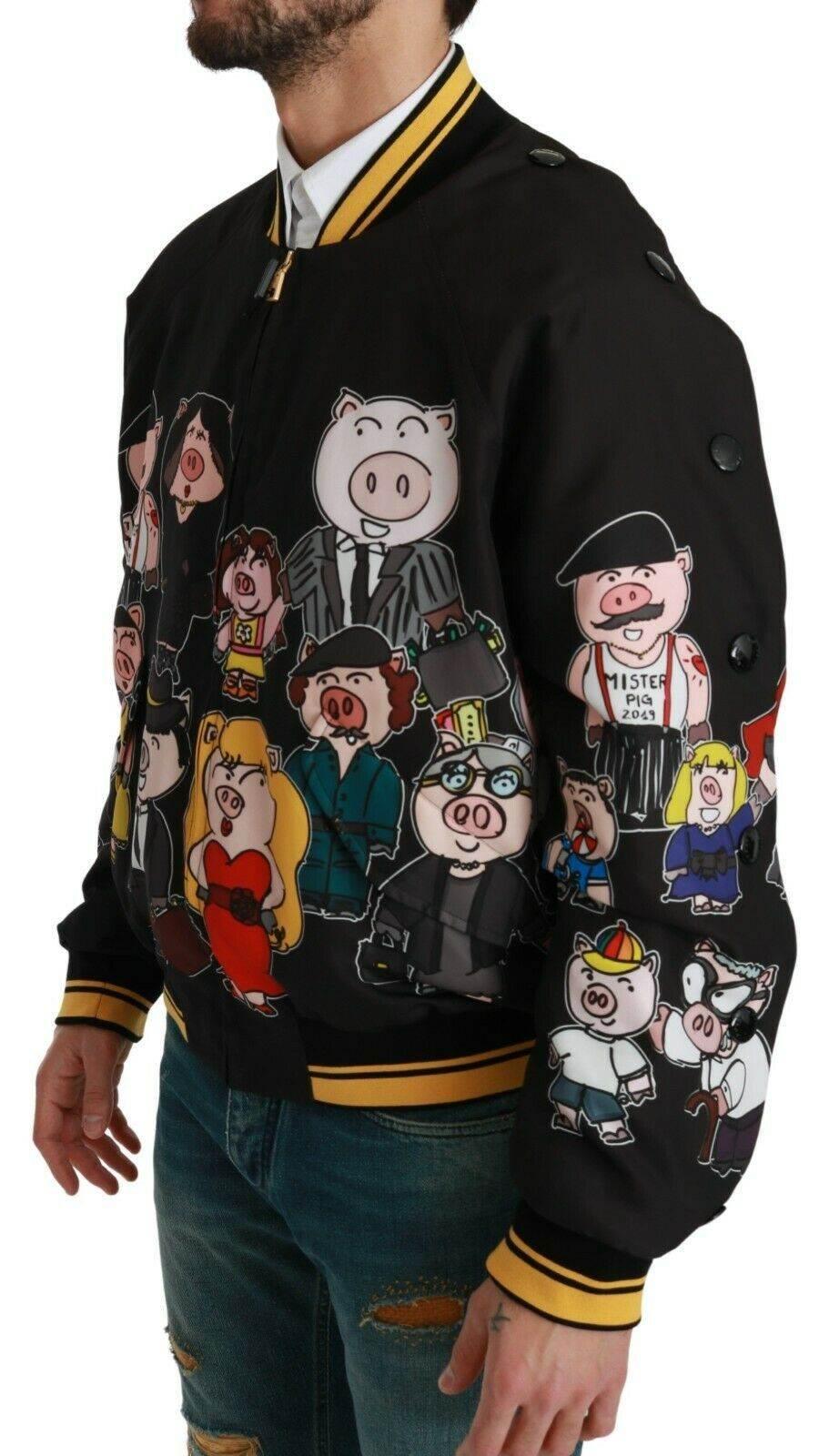 Dolce & Gabbana Black YEAR OF THE PIG Bomber Jacket - Hilstor