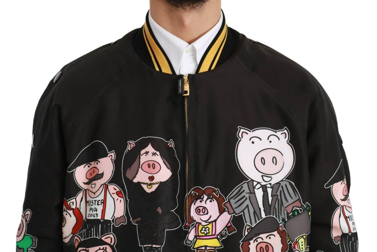 Dolce & Gabbana Black YEAR OF THE PIG Bomber Jacket - Hilstor