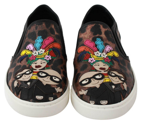 Dolce & Gabbana Leather Leopard #dgfamily Loafers Shoes - Hilstor