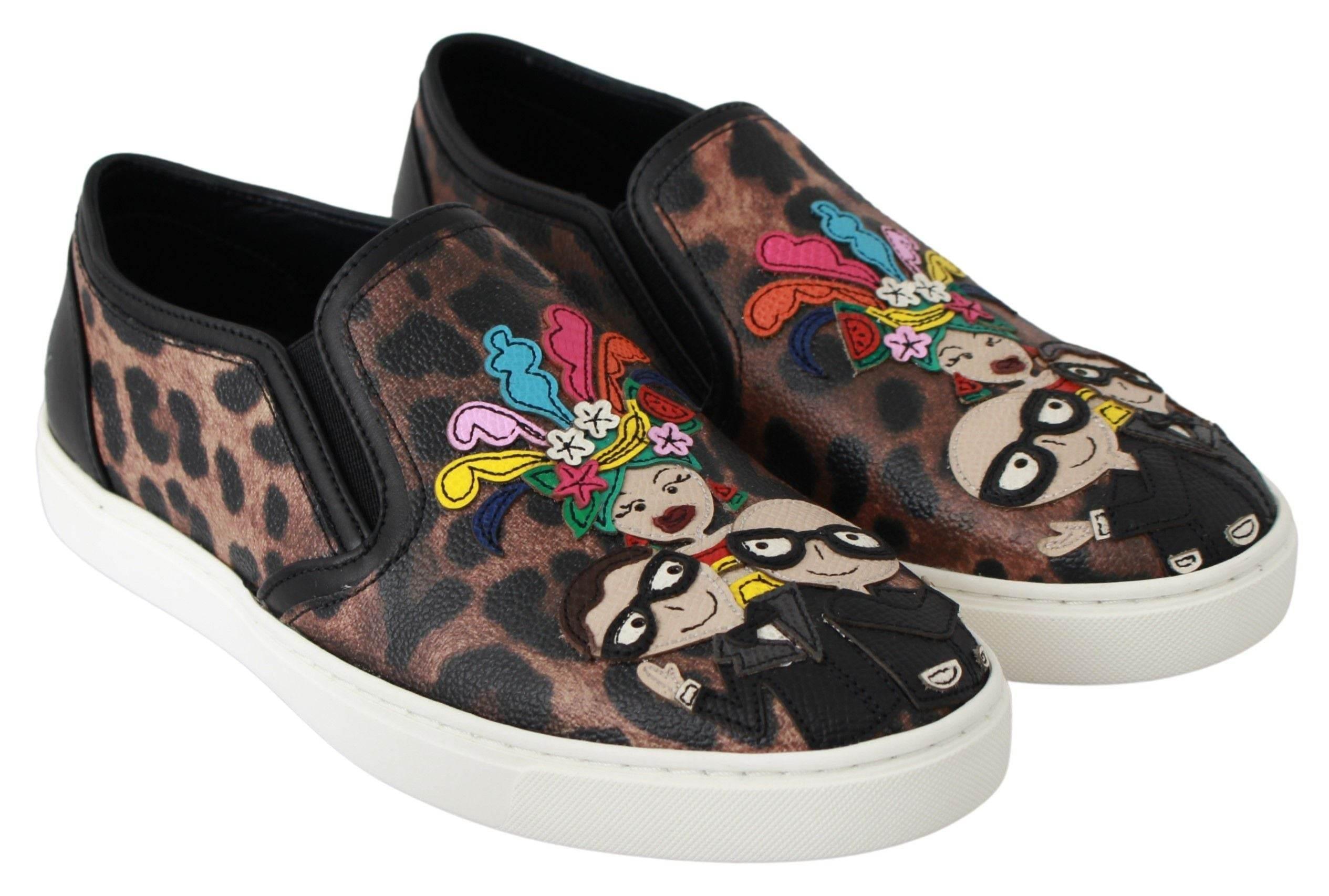 Dolce & Gabbana Leather Leopard #dgfamily Loafers Shoes - Hilstor
