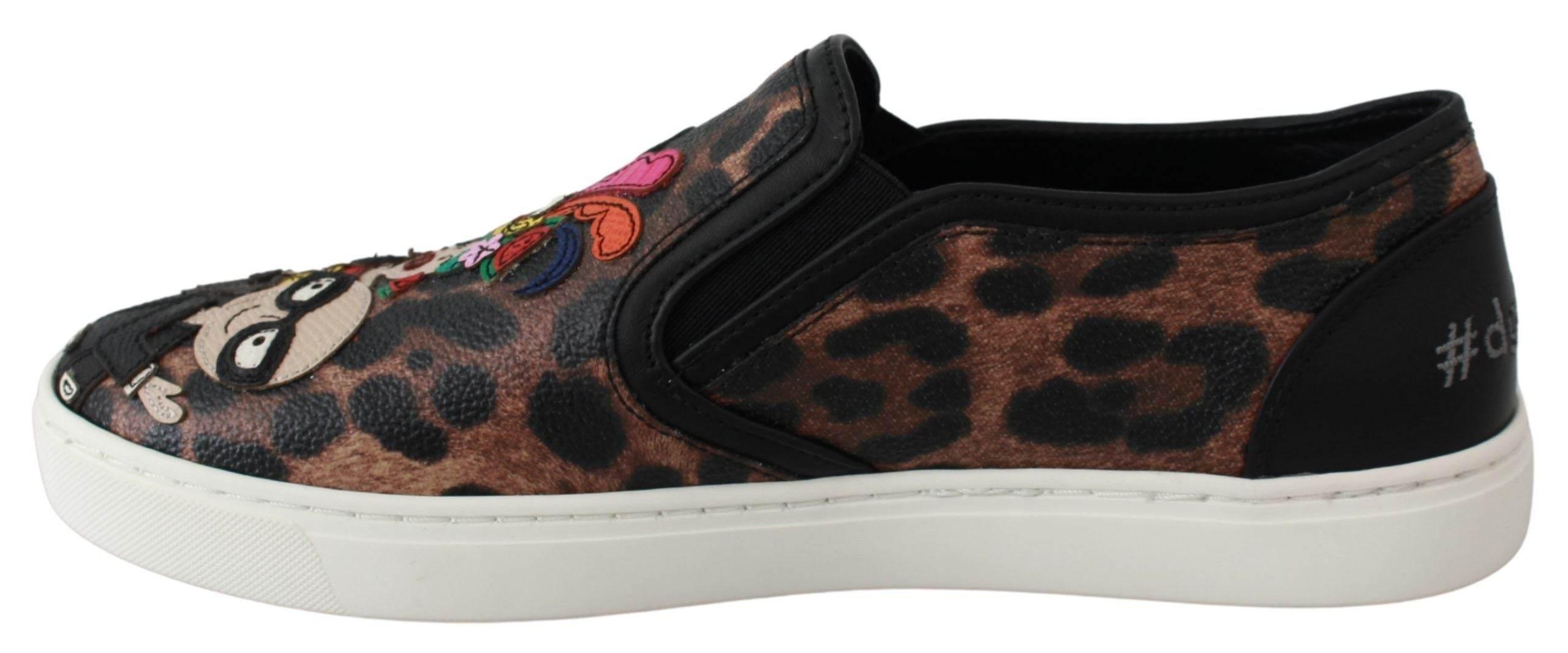 Dolce & Gabbana Leather Leopard #dgfamily Loafers Shoes - Hilstor