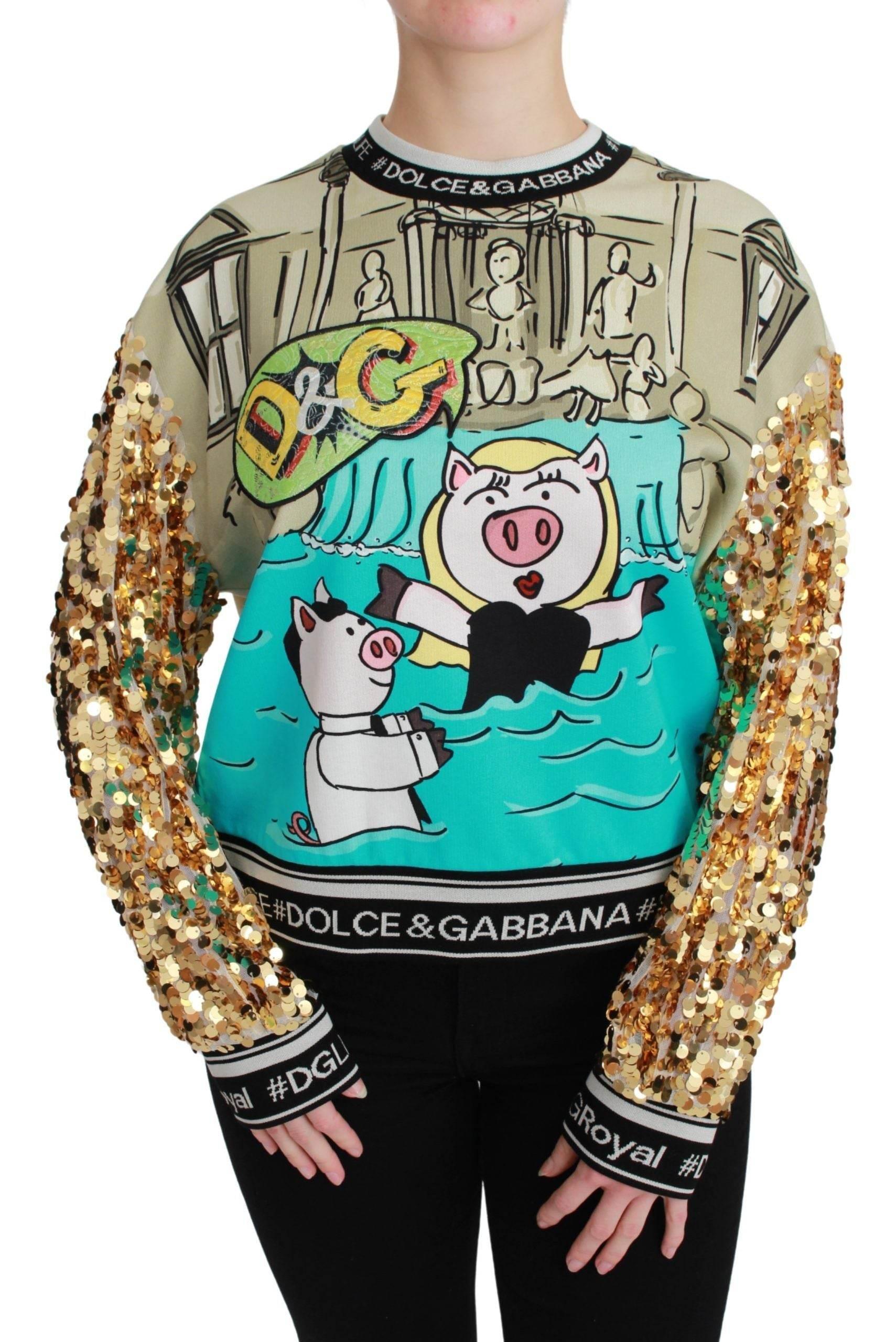 Dolce & Gabbana Year of the Pig Sequined Top Sweater - Hilstor