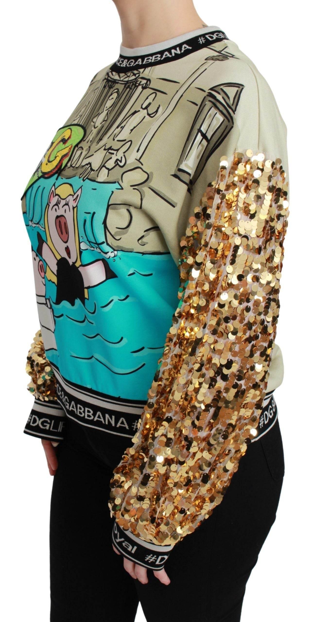 Dolce & Gabbana Year of the Pig Sequined Top Sweater - Hilstor