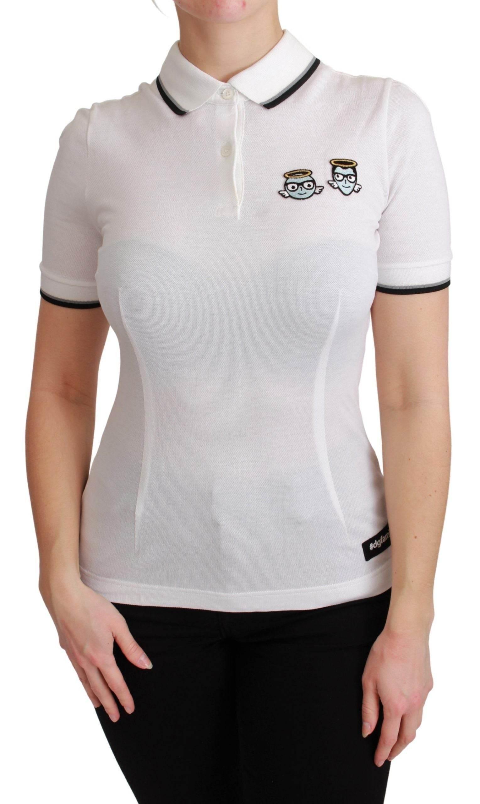 Dolce & Gabbana Chic Polo Angel Embroidered T-shirt - Hilstor