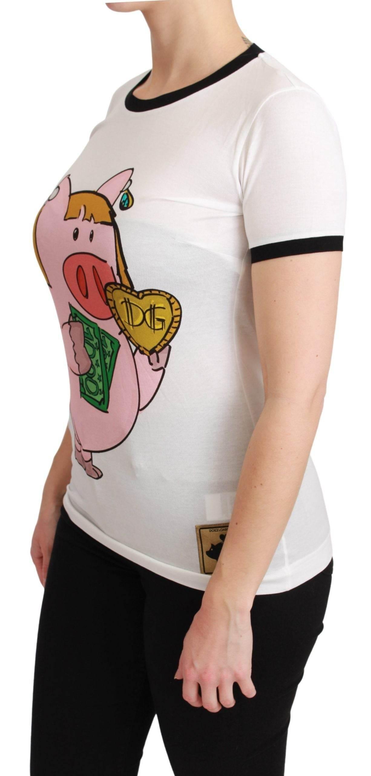 Dolce & Gabbana White YEAR OF THE PIG Top Cotton T-shirt - Hilstor