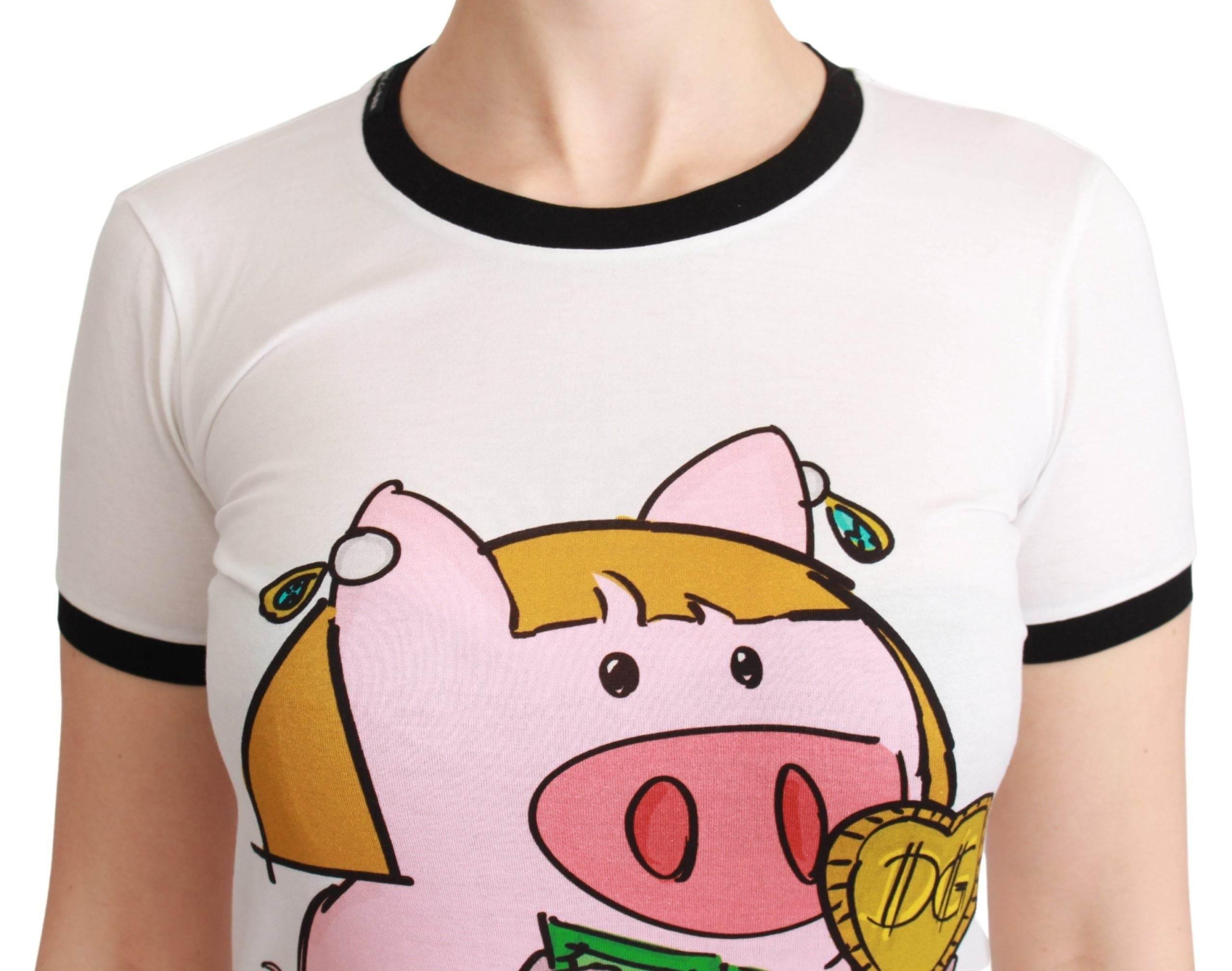 Dolce & Gabbana White YEAR OF THE PIG Top Cotton T-shirt - Hilstor