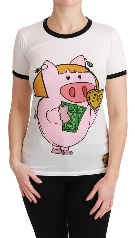 Dolce & Gabbana White YEAR OF THE PIG Top Cotton T-shirt - Hilstor