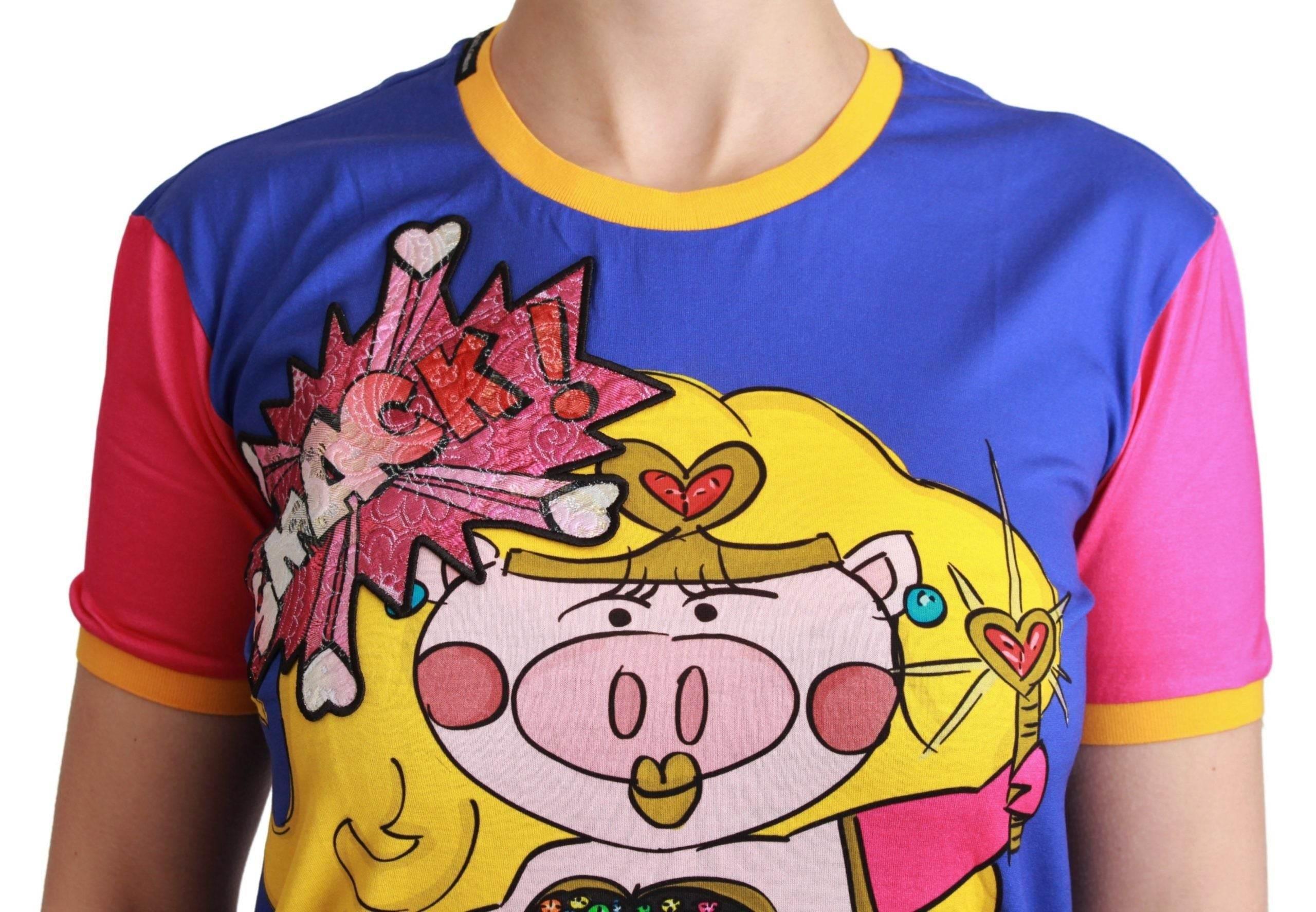 Dolce & Gabbana Purple PIG SUPERGIRL Top Cotton T-shirt - Hilstor