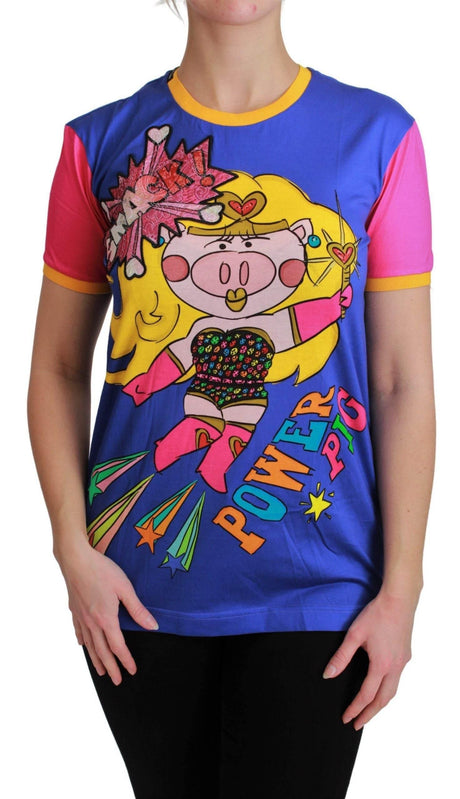 Dolce & Gabbana Purple PIG SUPERGIRL Top Cotton T-shirt - Hilstor
