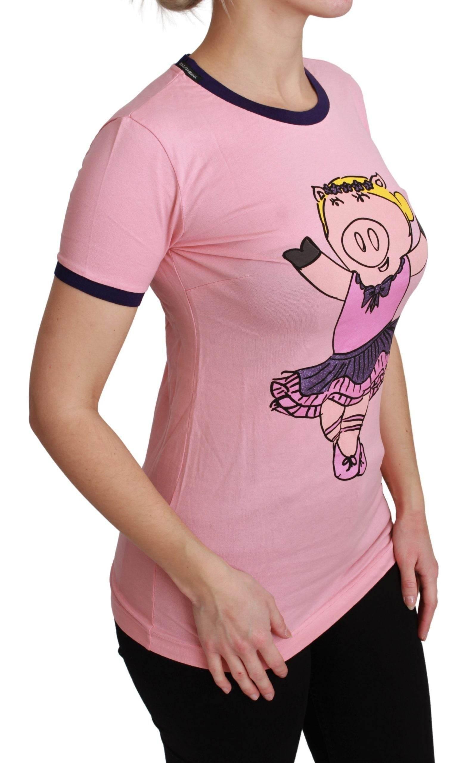 Dolce & Gabbana Pink Crewneck Year of the Pig T-Shirt - Hilstor