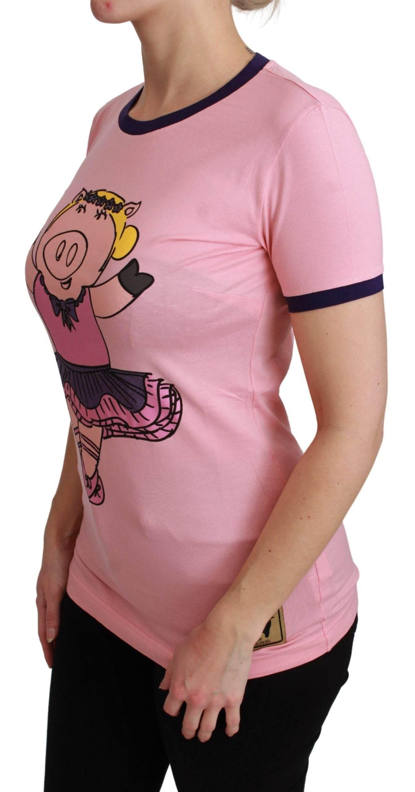 Dolce & Gabbana Pink Crewneck Year of the Pig T-Shirt - Hilstor