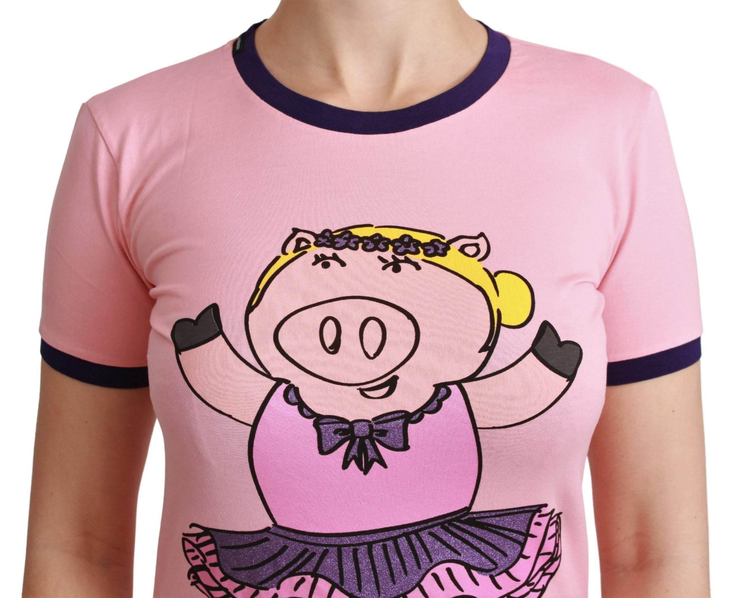 Dolce & Gabbana Pink Crewneck Year of the Pig T-Shirt - Hilstor