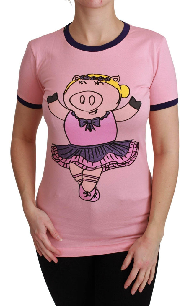 Dolce & Gabbana Pink Crewneck Year of the Pig T-Shirt - Hilstor