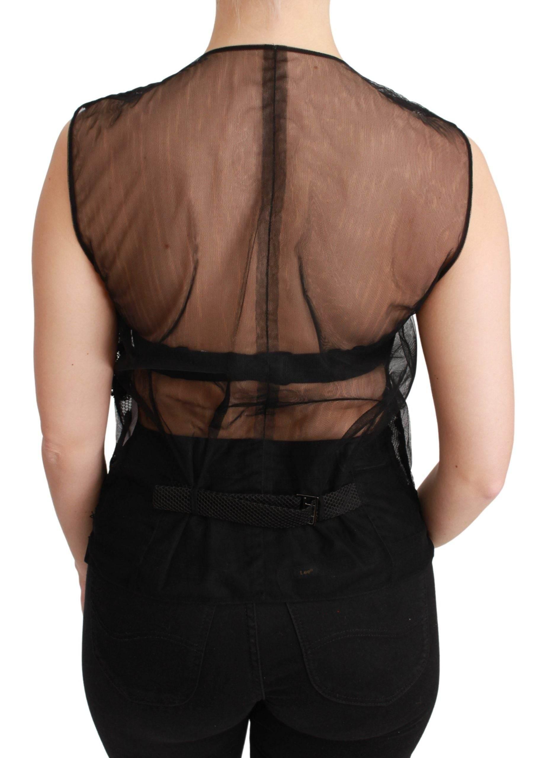 Dolce & Gabbana Elegant Floral Black Silk Blend Vest - Hilstor