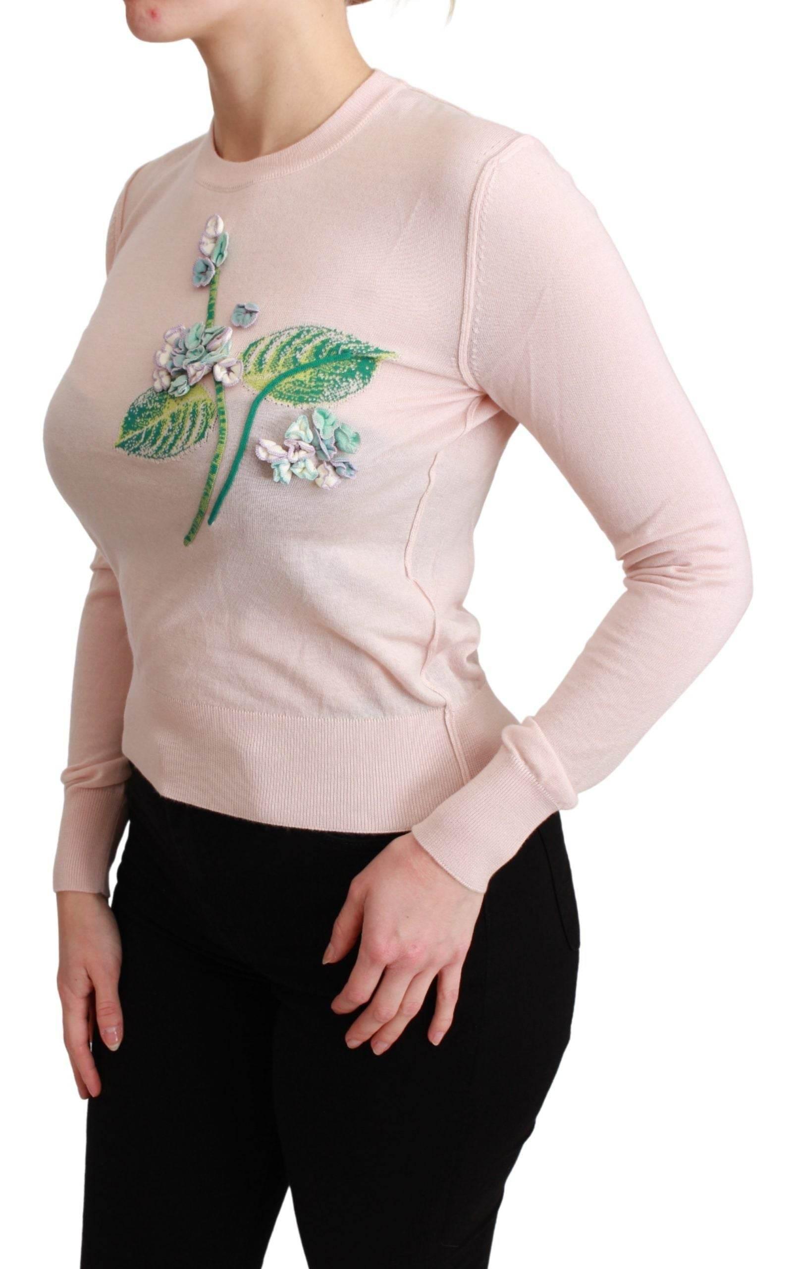 Dolce & Gabbana Silk Blend Floral Embroidered Sweater - Hilstor