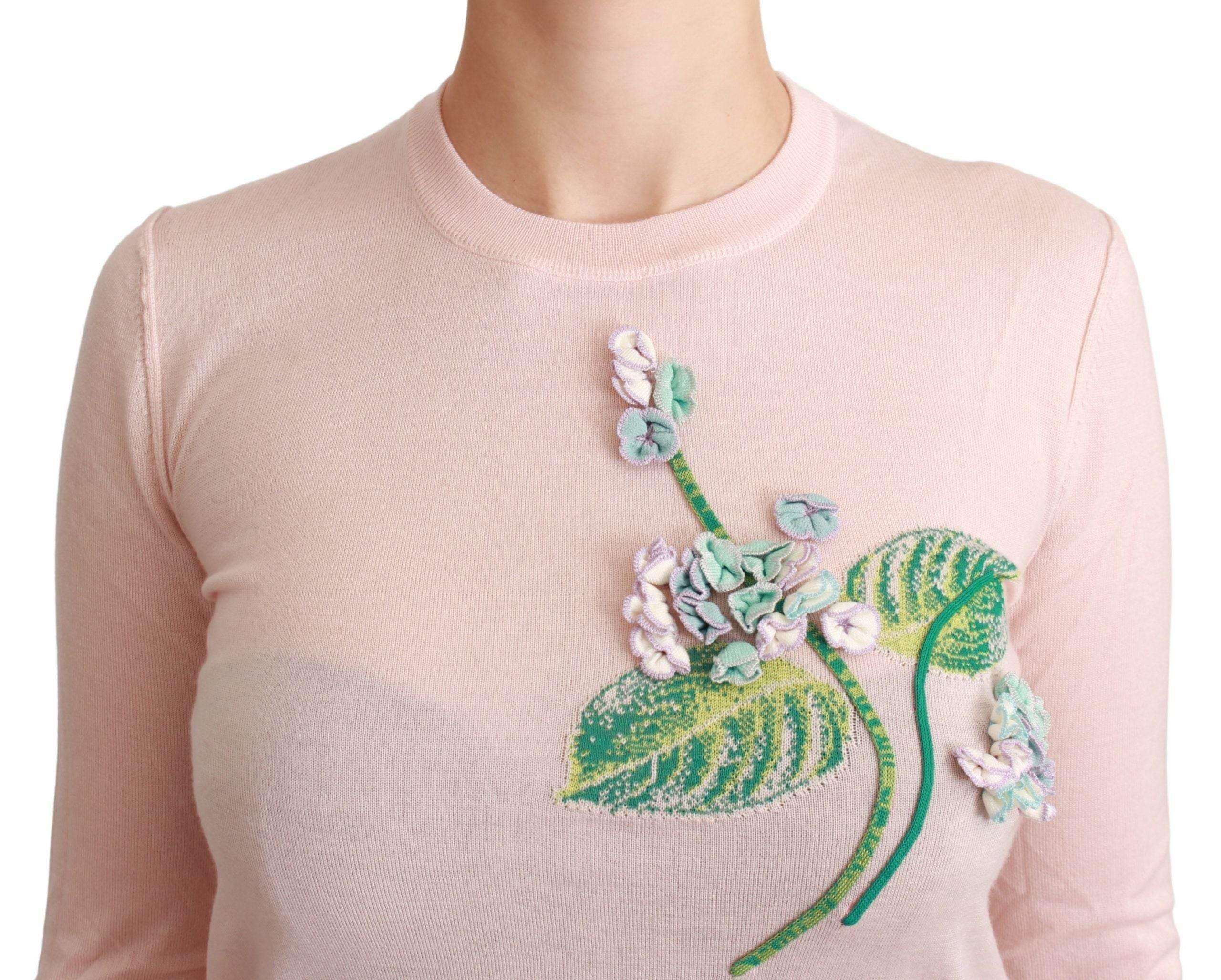 Dolce & Gabbana Silk Blend Floral Embroidered Sweater - Hilstor