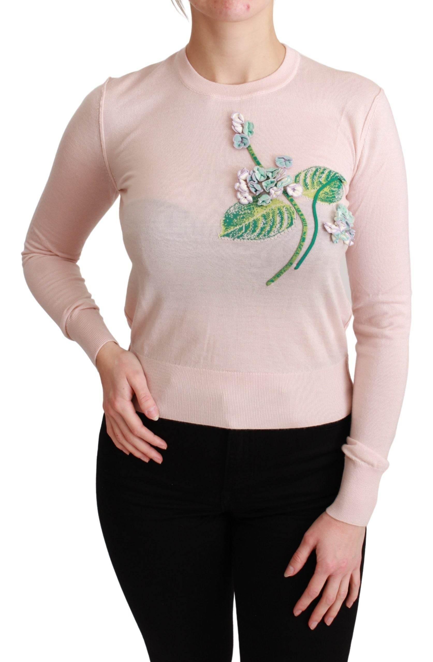 Dolce & Gabbana Silk Blend Floral Embroidered Sweater - Hilstor