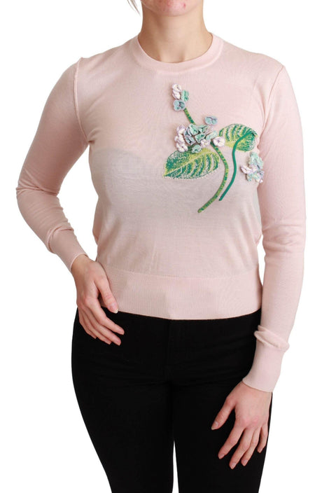 Dolce & Gabbana Silk Blend Floral Embroidered Sweater - Hilstor