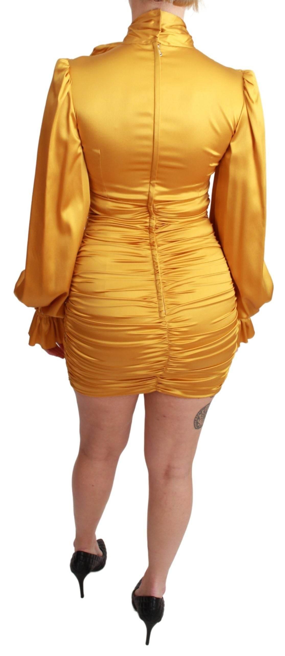Dolce & Gabbana Yellow Silk Stretch Sheath Bodycon Mini Dress - Hilstor