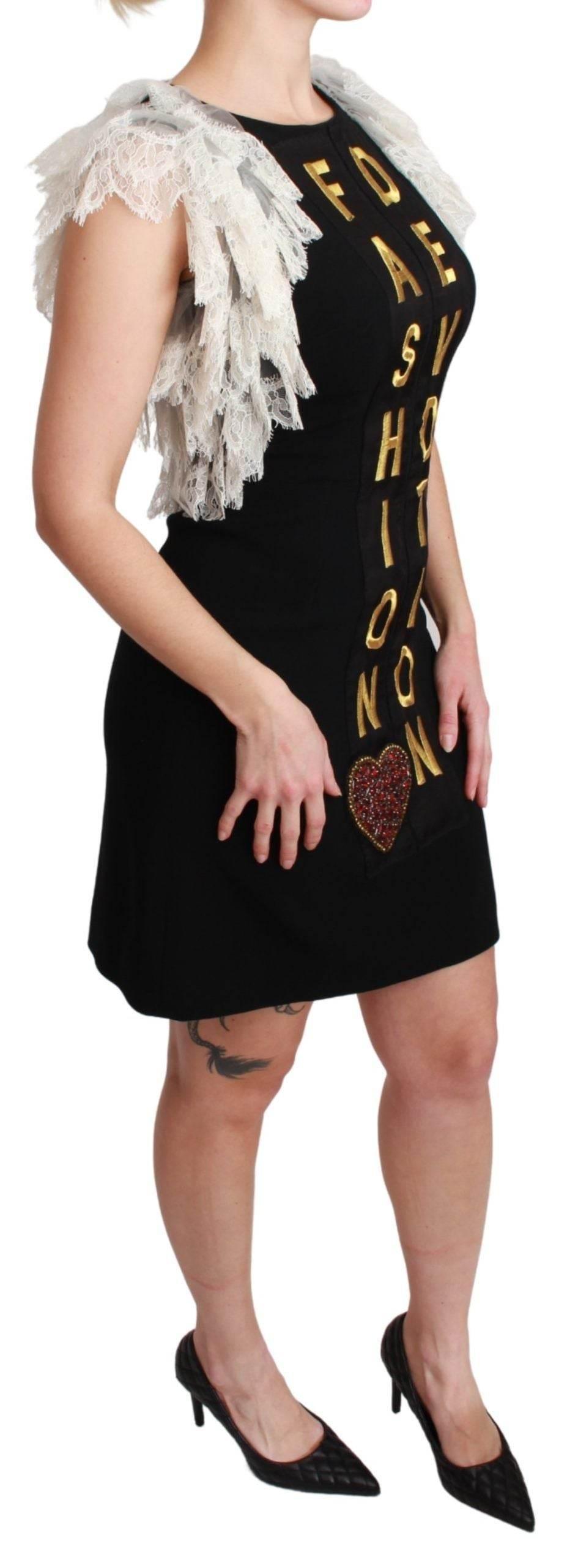 Dolce & Gabbana Black Fashion Devotion Sheath Mini Dress - Hilstor
