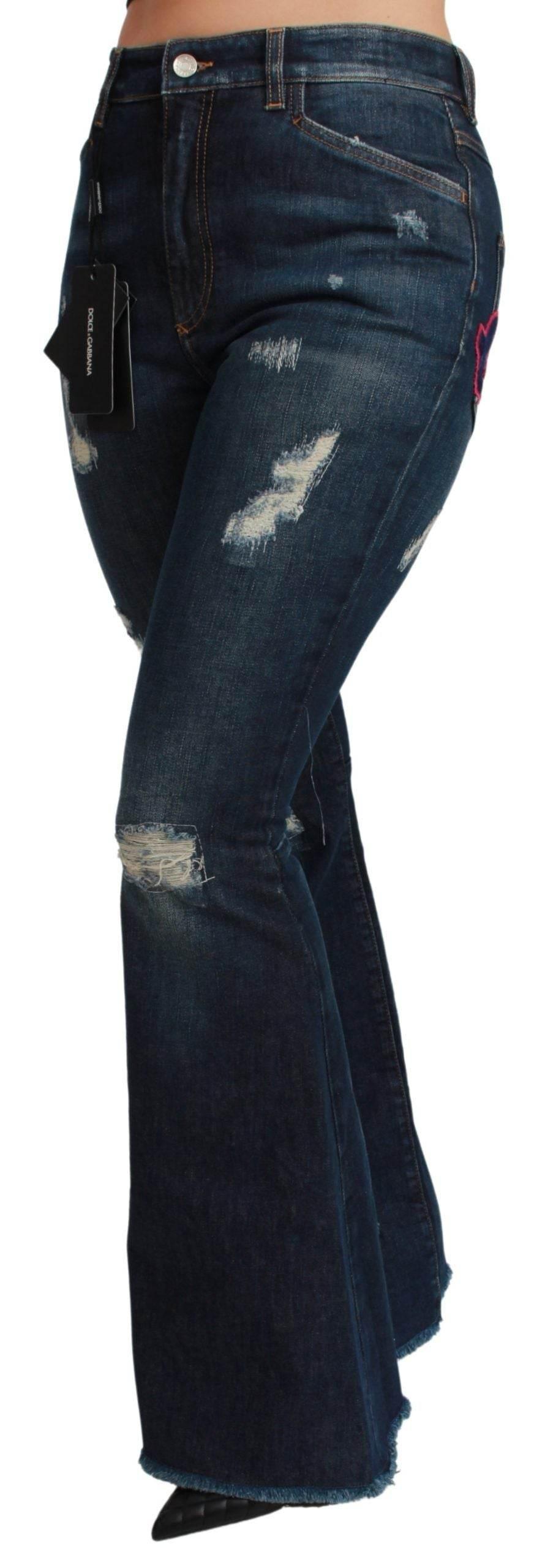 Dolce & Gabbana Blue Denim Cotton Stretch Flared Jeans - Hilstor
