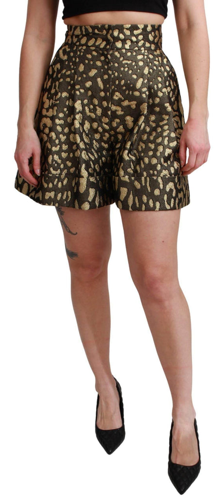 Dolce & Gabbana High Waist Black & Gold Luxe Shorts - Hilstor