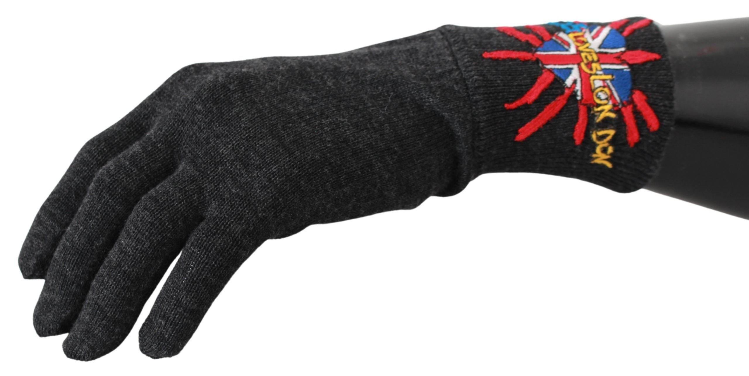 Dolce & Gabbana Gray Virgin Wool Unisex Gloves - Hilstor