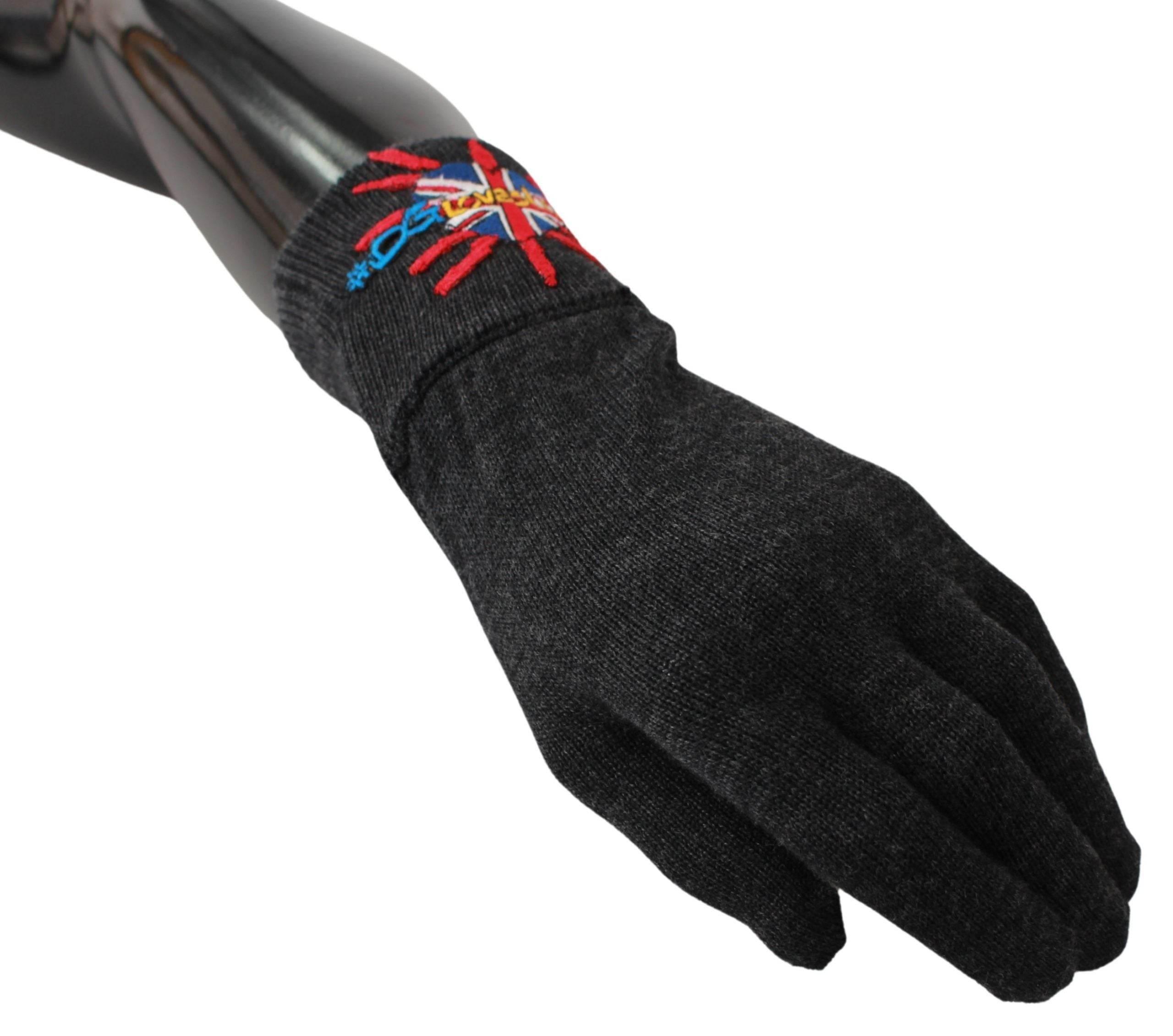 Dolce & Gabbana Gray Virgin Wool Unisex Gloves - Hilstor