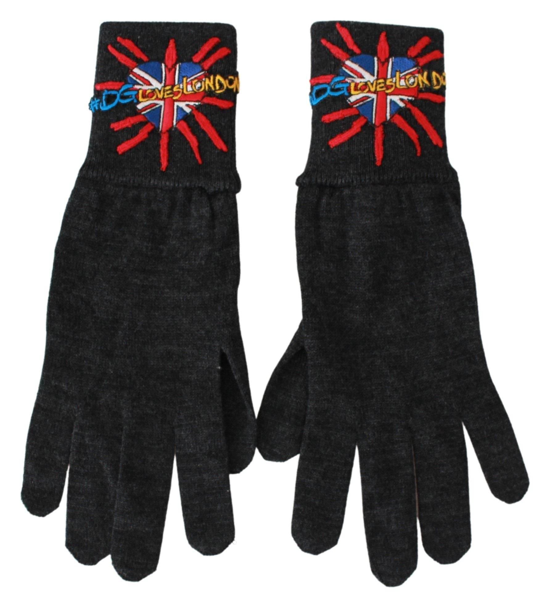 Dolce & Gabbana Gray Virgin Wool Unisex Gloves - Hilstor