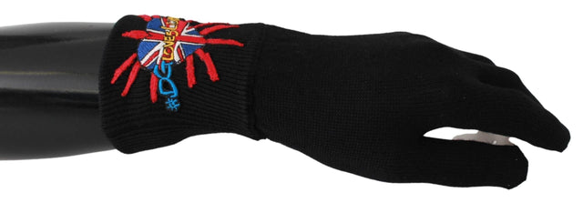 Dolce & Gabbana Elegant Black Virgin Wool Unisex Gloves - Hilstor