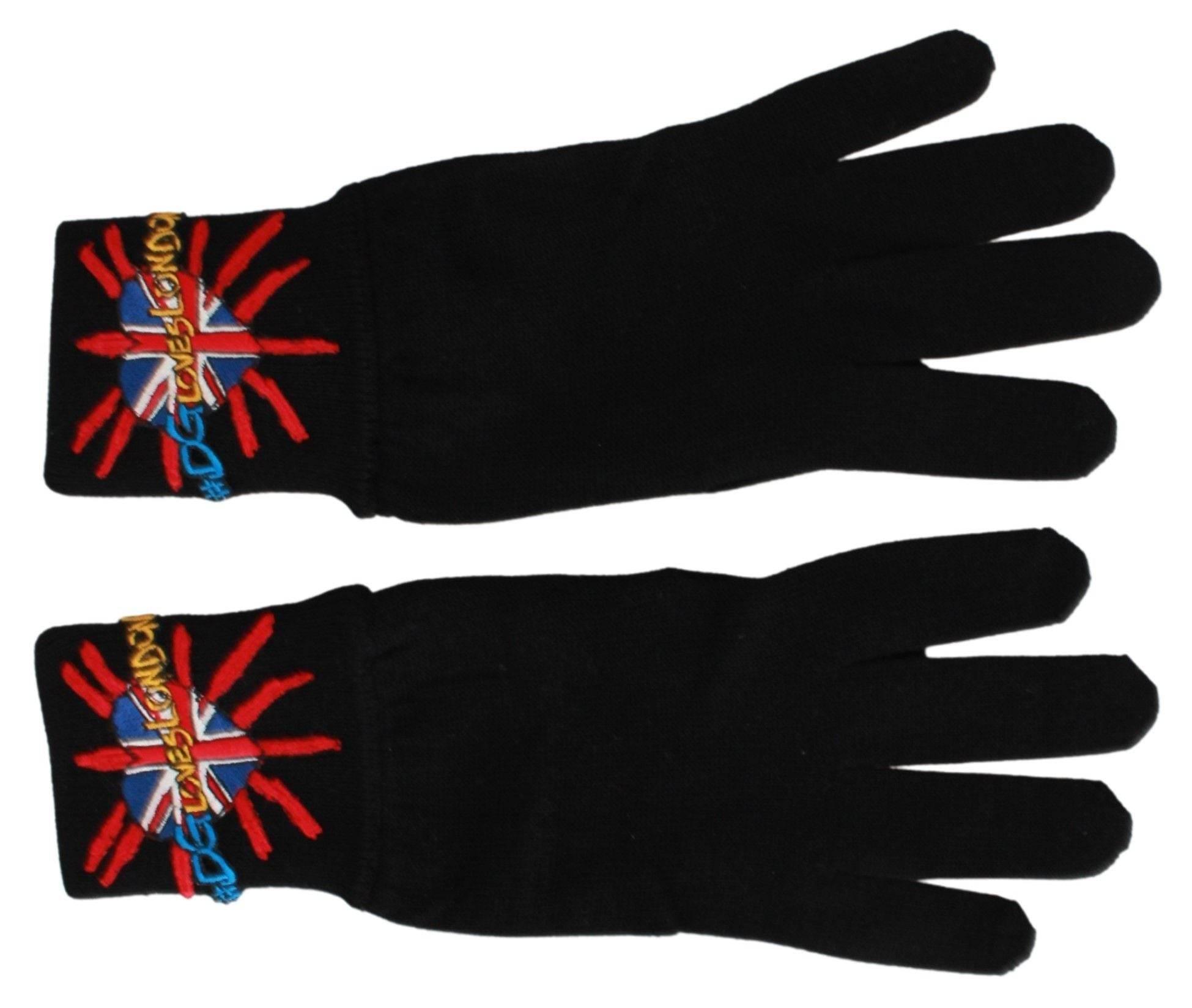 Dolce & Gabbana Elegant Black Virgin Wool Unisex Gloves - Hilstor