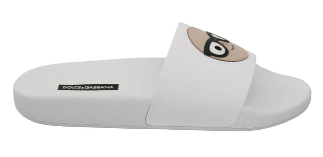 Dolce & Gabbana Chic White Slide Sandals - Luxury Summer Footwear - Hilstor