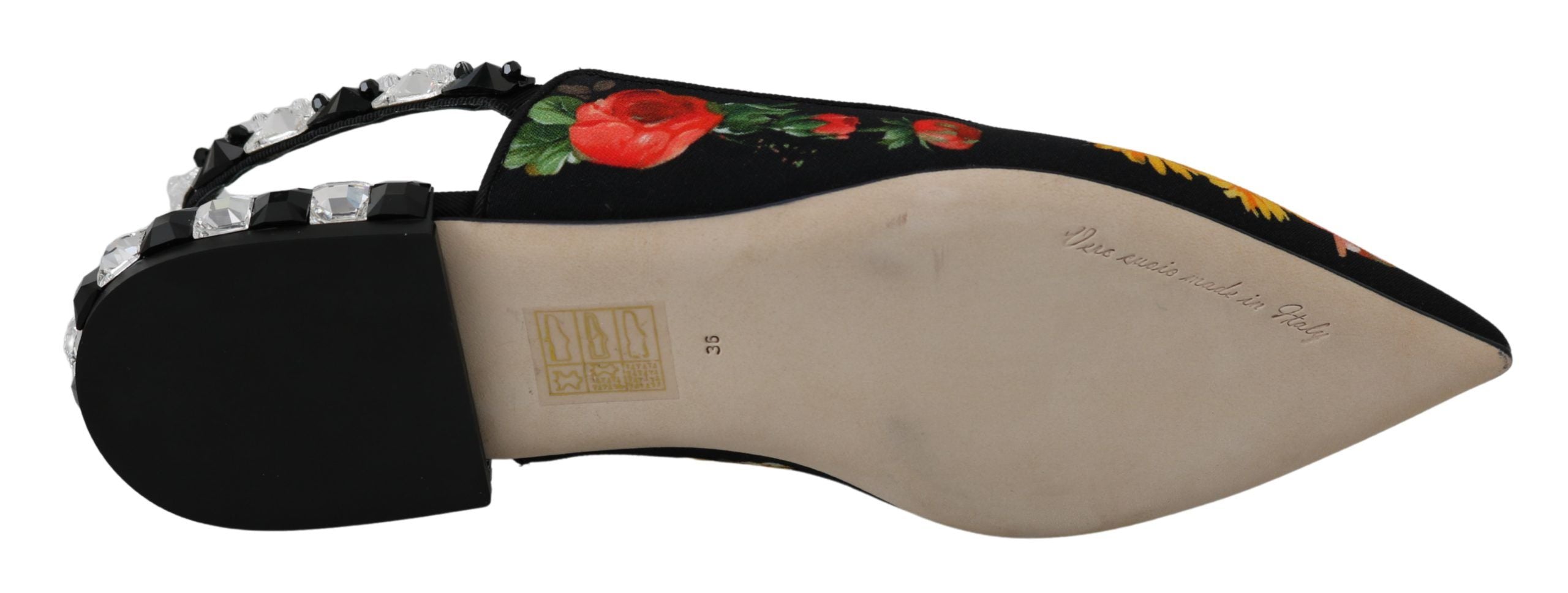 Dolce & Gabbana Sorte Blomster Krystal Slingbacks Flade Sko