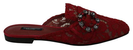 Dolce & Gabbana Radiant Red Slide Flats with Crystal Embellishments - Hilstor