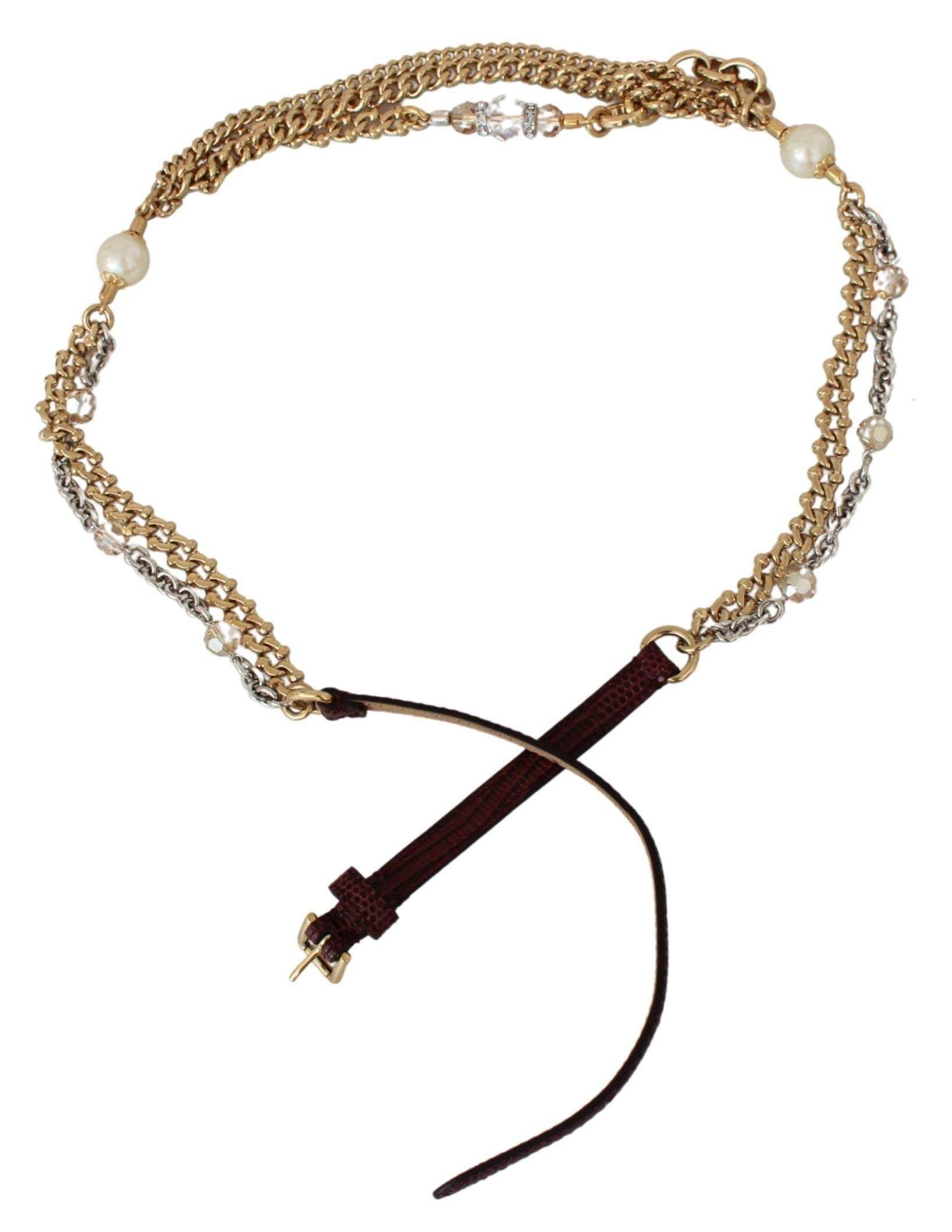 Dolce & Gabbana Crystal Studded Waist Belt in Purple - Hilstor