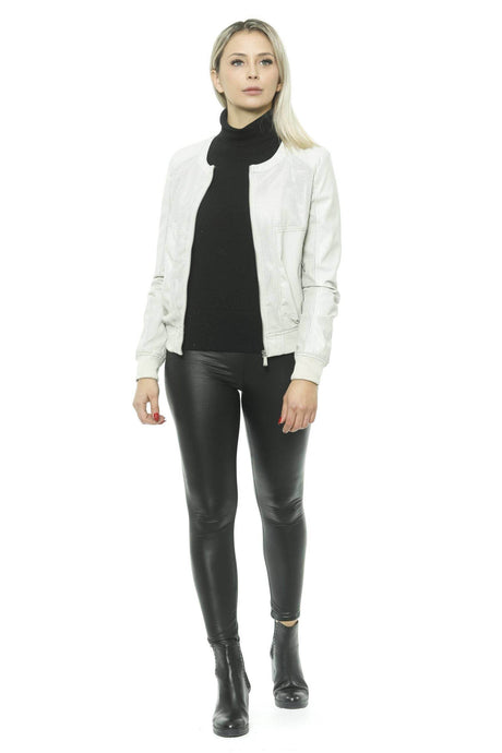 19V69 Italia Chic Beige Perforated Faux Leather Jacket - Hilstor