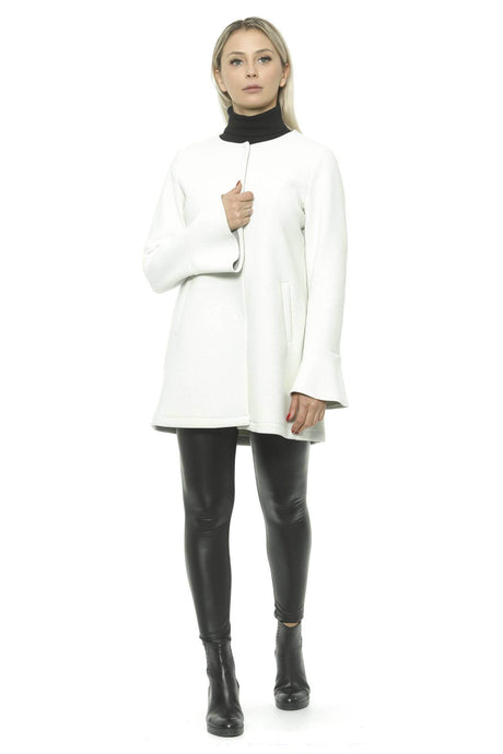 19V69 Italia Elegant White Neoprene Woman Coat - Hilstor