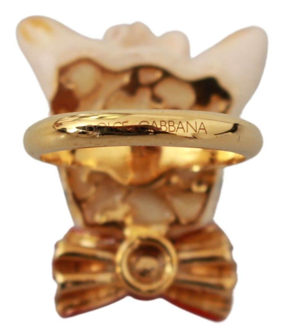 Dolce & Gabbana Chic Canine Gold-Tone Statement Ring - Hilstor