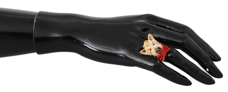Dolce & Gabbana Chic Canine Gold-Tone Statement Ring - Hilstor