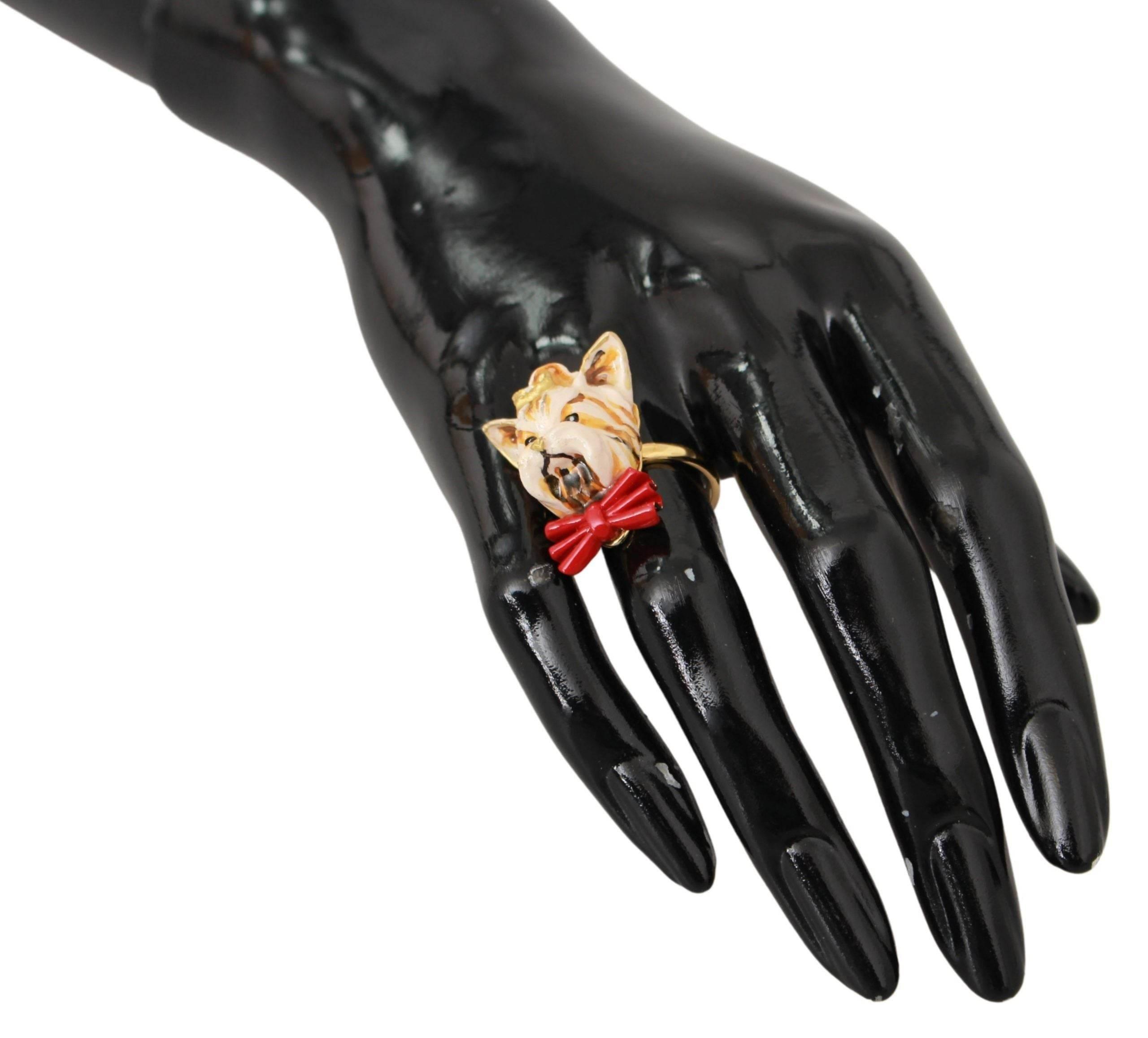 Dolce & Gabbana Chic Canine Gold-Tone Statement Ring - Hilstor